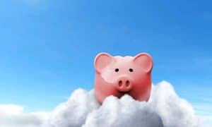 Piggy bank in the clouds